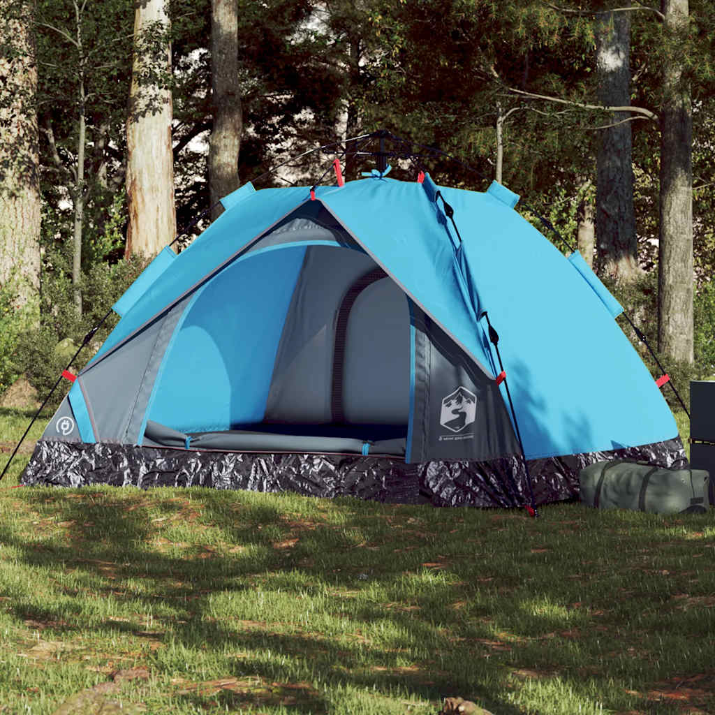 Kuppel-Campingzelt 3 Personen Quick Release Blau