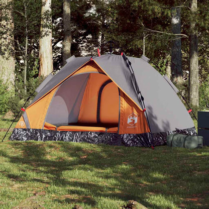 Kuppel-Campingzelt 2 Personen Quick Release Grau Und Orange