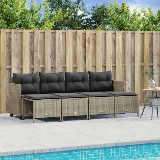 5-Tlg. Garten-Sofagarnitur Mit Kissen Poly Rattan