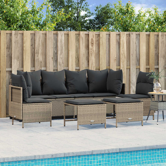 5-Tlg. Garten-Sofagarnitur Mit Kissen Poly Rattan