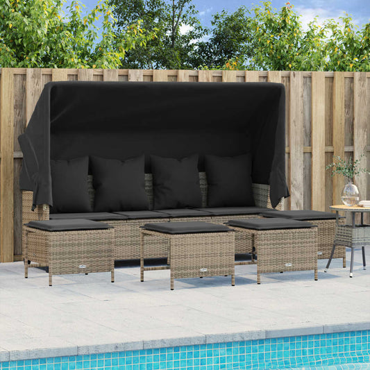 5-Tlg. Garten-Sofagarnitur Mit Kissen Poly Rattan
