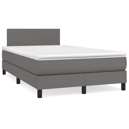 Boxspringbett Mit Matratze & Led Kunstleder Grau