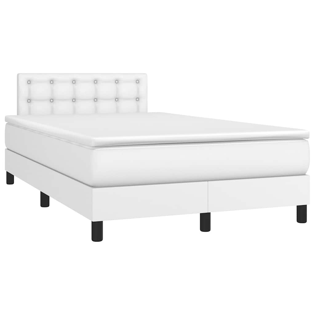 Boxspringbett Mit Matratze & Led Kunstleder Weiß