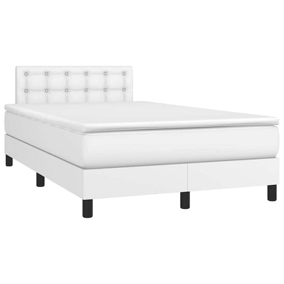 Boxspringbett Mit Matratze & Led Kunstleder Weiß