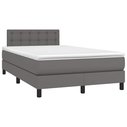 Boxspringbett Mit Matratze & Led Kunstleder Grau