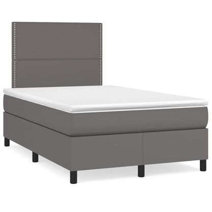 Boxspringbett Mit Matratze & Led Kunstleder Grau