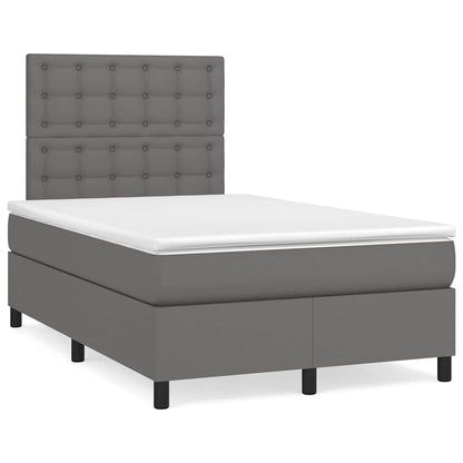 Boxspringbett Mit Matratze & Led Kunstleder Grau