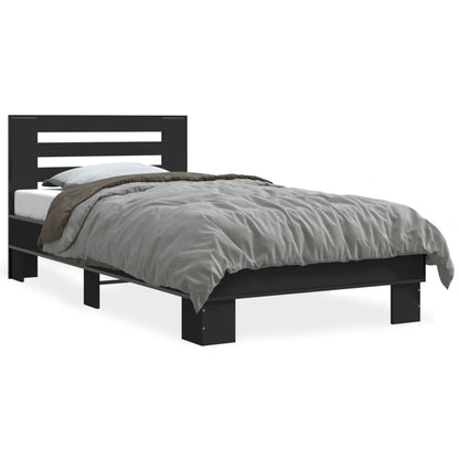 Bettgestell Schwarz 90X190 Cm Holzwerkstoff Und Metall