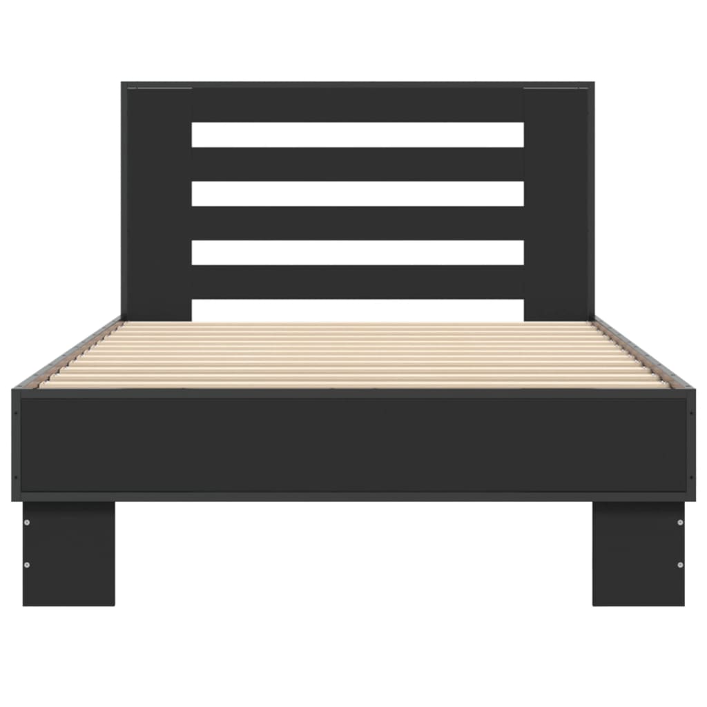 Bettgestell Schwarz 90X190 Cm Holzwerkstoff Und Metall