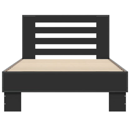 Bettgestell Schwarz 90X190 Cm Holzwerkstoff Und Metall