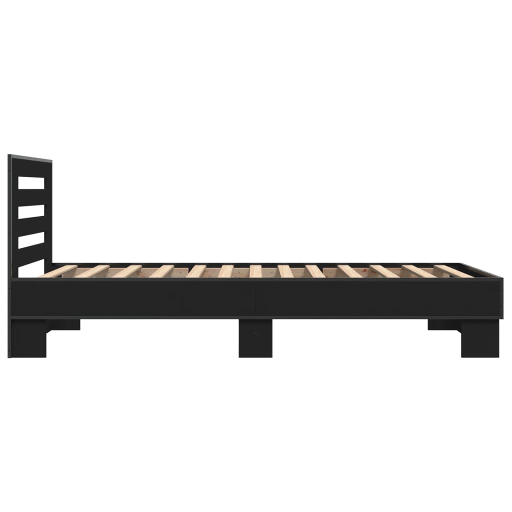 Bettgestell Schwarz 90X190 Cm Holzwerkstoff Und Metall