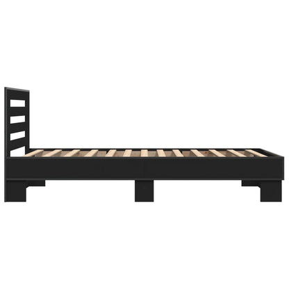 Bettgestell Schwarz 90X190 Cm Holzwerkstoff Und Metall