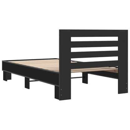 Bettgestell Schwarz 90X190 Cm Holzwerkstoff Und Metall