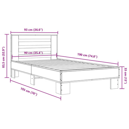 Bettgestell Schwarz 90X190 Cm Holzwerkstoff Und Metall