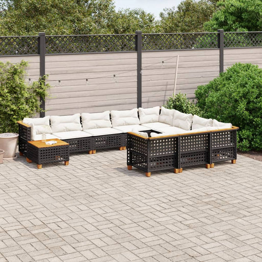 11-Tlg. Garten-Sofagarnitur Mit Kissen Poly Rattan