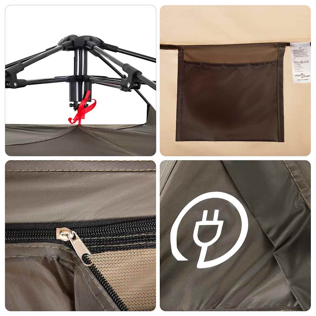 Angelzelt 4 Personen Quick Release Braun