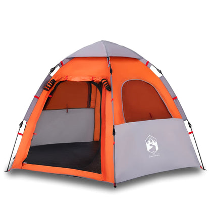 Campingzelt 4 Personen Quick Release Grau Und Orange
