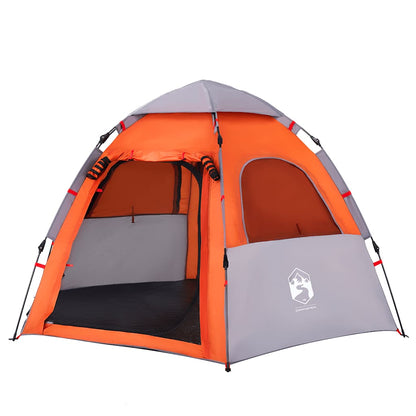 Campingzelt 4 Personen Quick Release Grau Und Orange