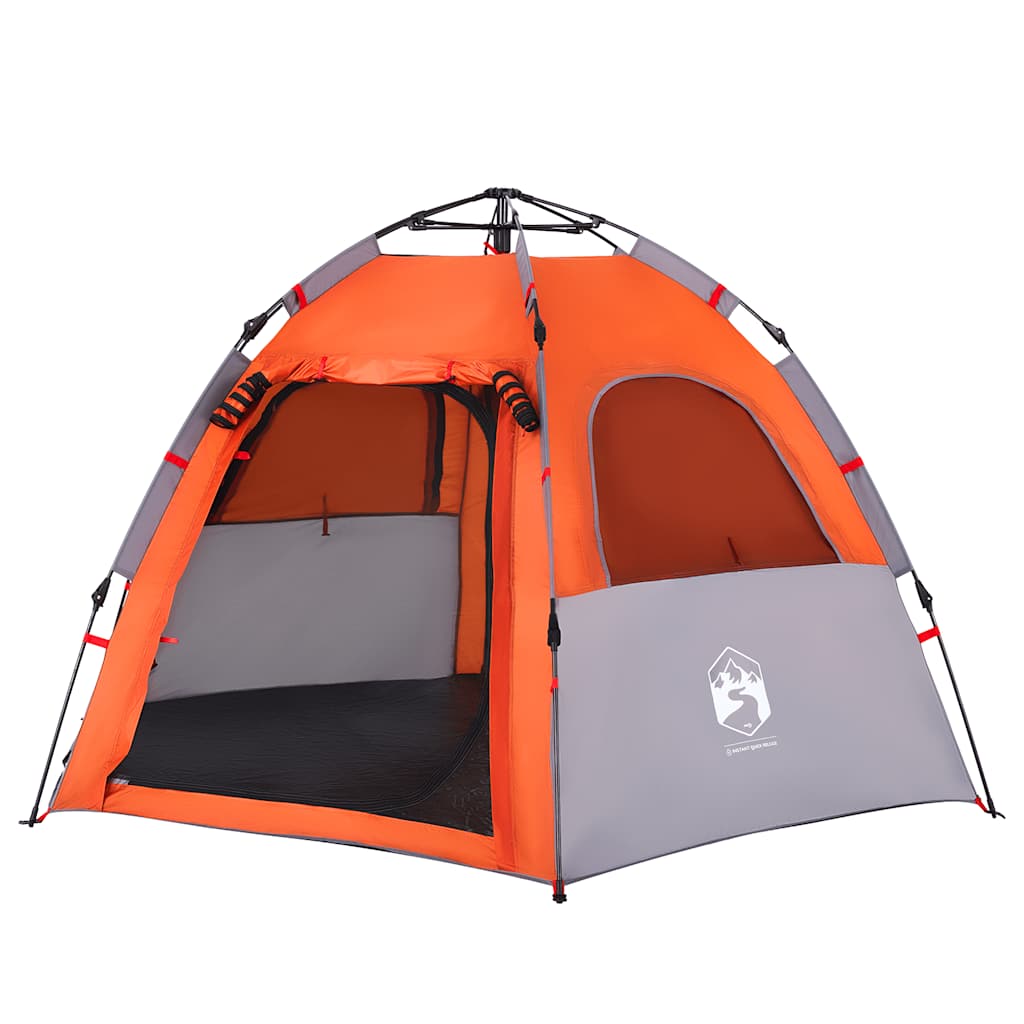 Campingzelt 4 Personen Quick Release Grau Und Orange