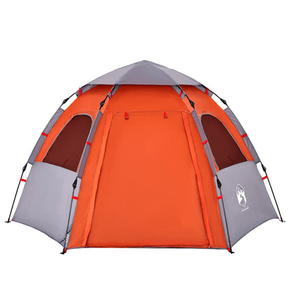 Campingzelt 4 Personen Quick Release Grau Und Orange