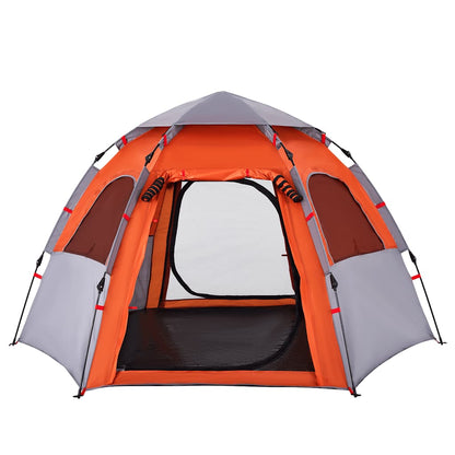 Campingzelt 4 Personen Quick Release Grau Und Orange