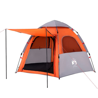 Campingzelt 4 Personen Quick Release Grau Und Orange