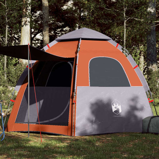 Campingzelt 4 Personen Quick Release Grau Und Orange