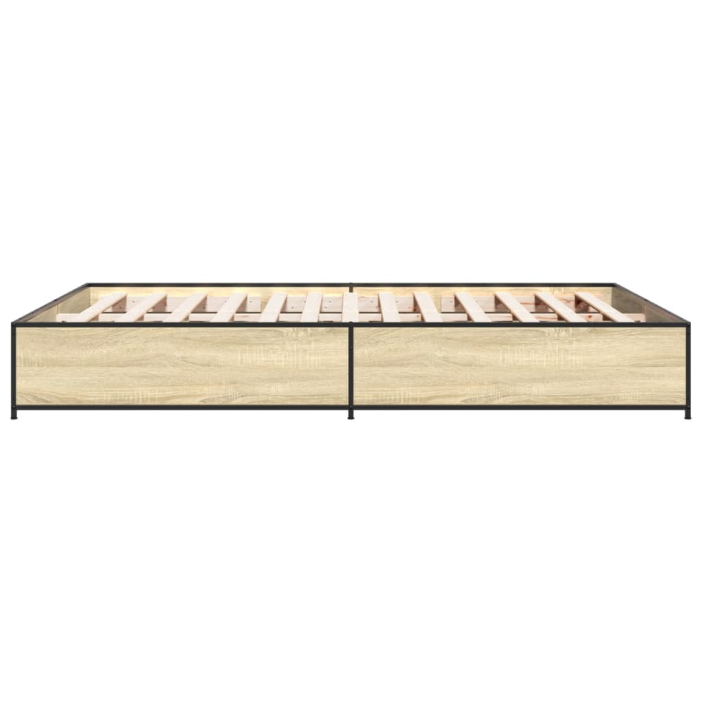 Bettgestell Sonoma-Eiche Holzwerkstoff Und Metall Sonoma Eiche