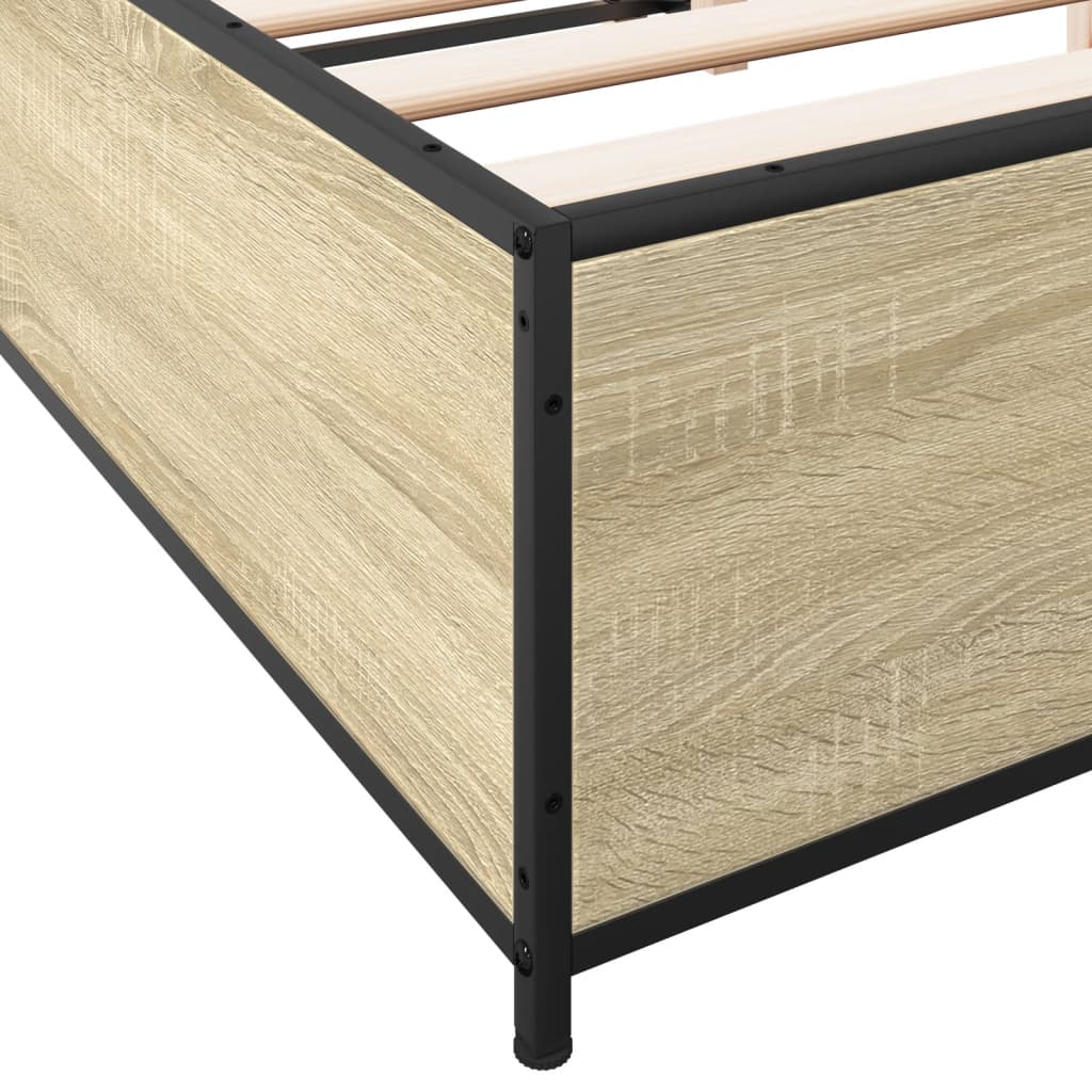 Bettgestell Sonoma-Eiche Holzwerkstoff Und Metall Sonoma Eiche