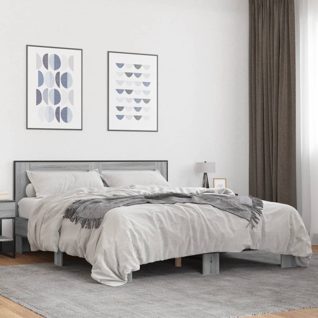 Bettgestell Sonoma-Eiche Holzwerkstoff Und Metall