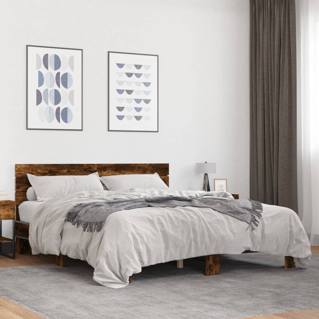 Bettgestell Sonoma-Eiche Holzwerkstoff Und Metall