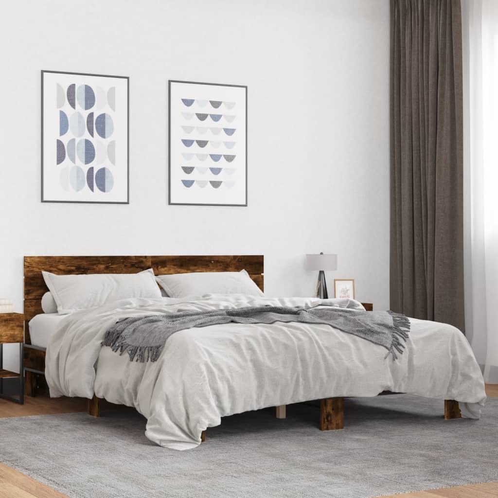 Bettgestell Sonoma-Eiche Holzwerkstoff Und Metall