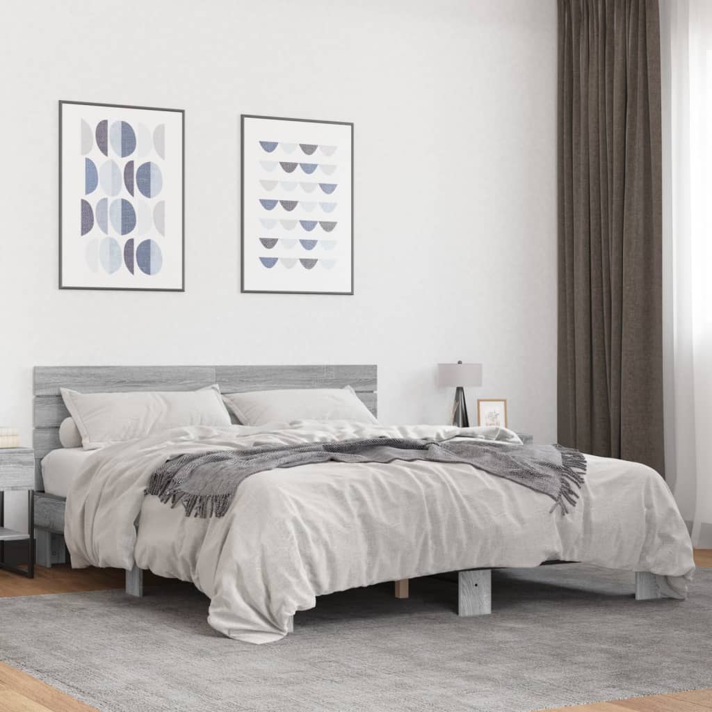 Bettgestell Sonoma-Eiche Holzwerkstoff Und Metall