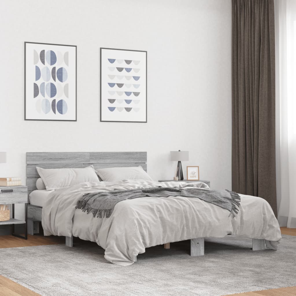 Bettgestell Sonoma-Eiche Holzwerkstoff Und Metall