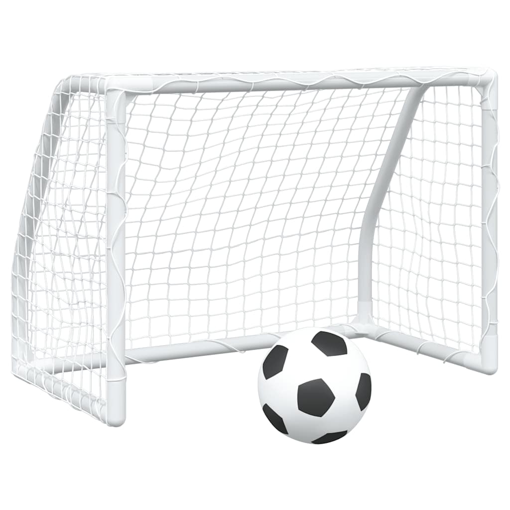 Fußballtore Für Kinder 2 Stk. Mit Ball Weiß 64X35X48 Cm Metall