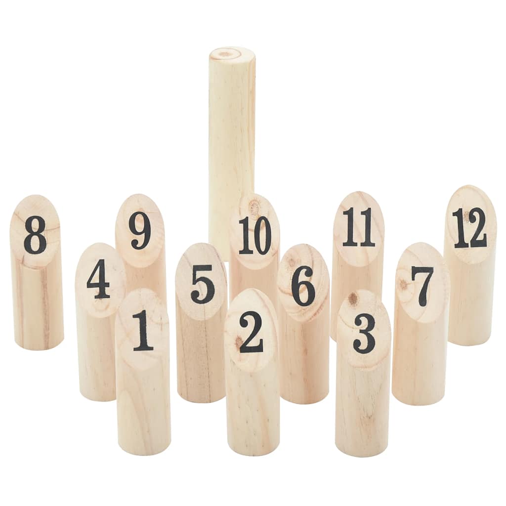 13-Tlg. Kubb-Spielset Mit Tragetasche Massivholz Kiefer