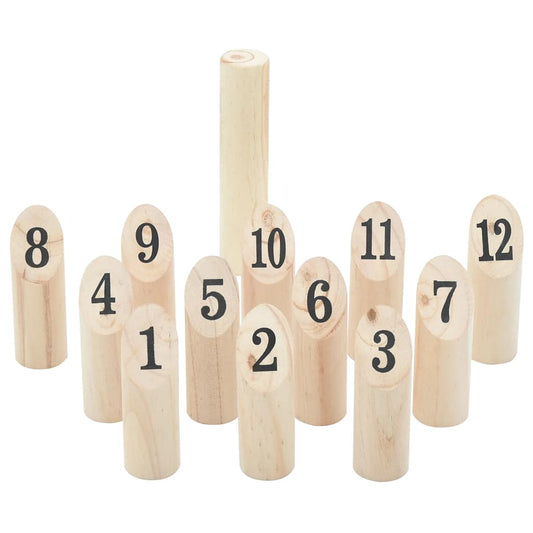 13-Tlg. Kubb-Spielset Mit Tragetasche Massivholz Kiefer