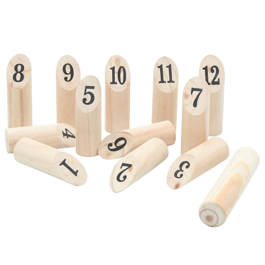 13-Tlg. Kubb-Spielset Mit Tragetasche Massivholz Kiefer