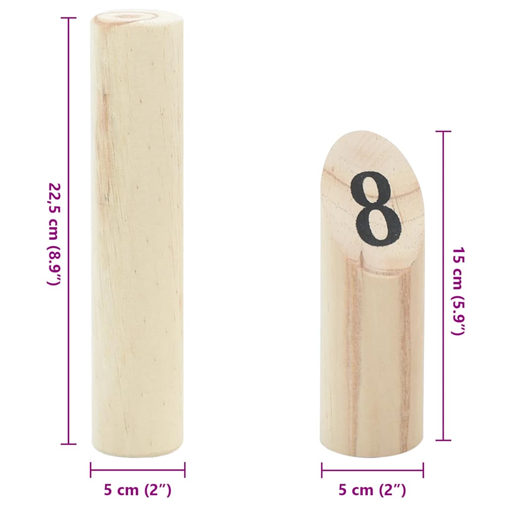 13-Tlg. Kubb-Spielset Mit Tragetasche Massivholz Kiefer