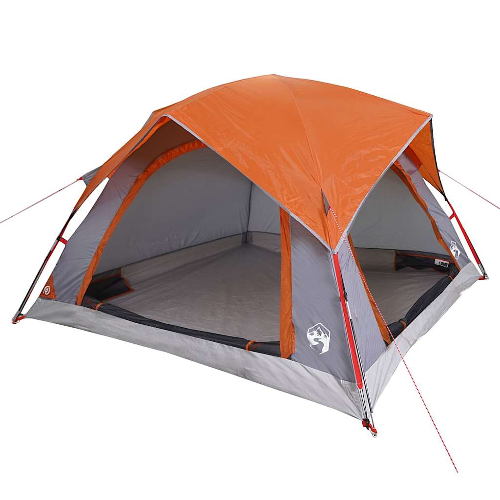 Campingzelt 4 Personen Wasserdicht Grau Und Orange