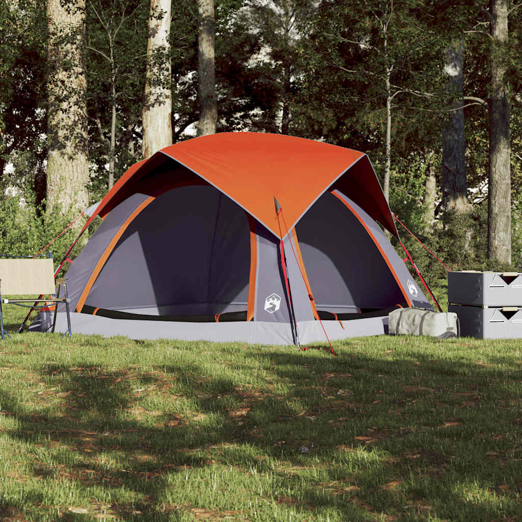 Campingzelt 4 Personen Wasserdicht Grau Und Orange