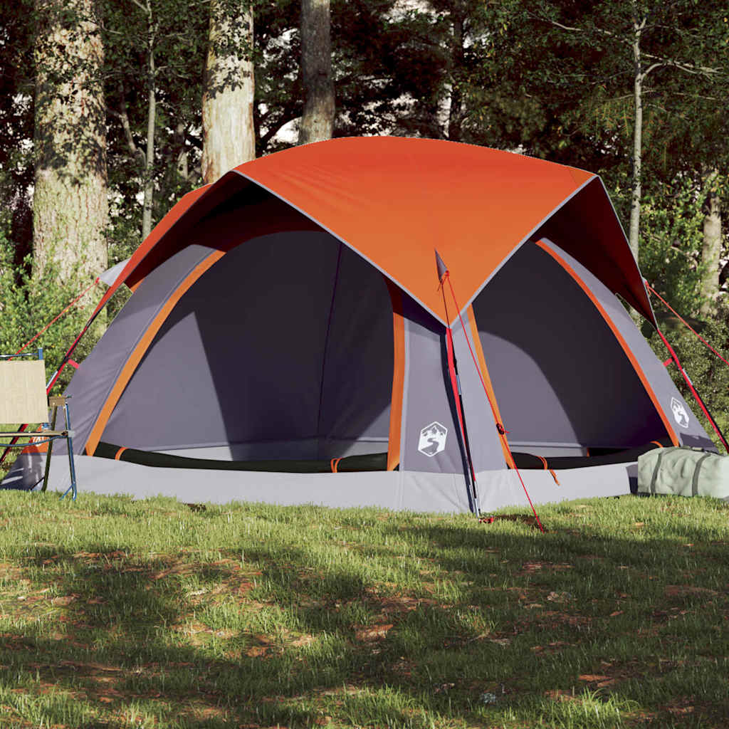 Campingzelt 4 Personen Wasserdicht Grau Und Orange