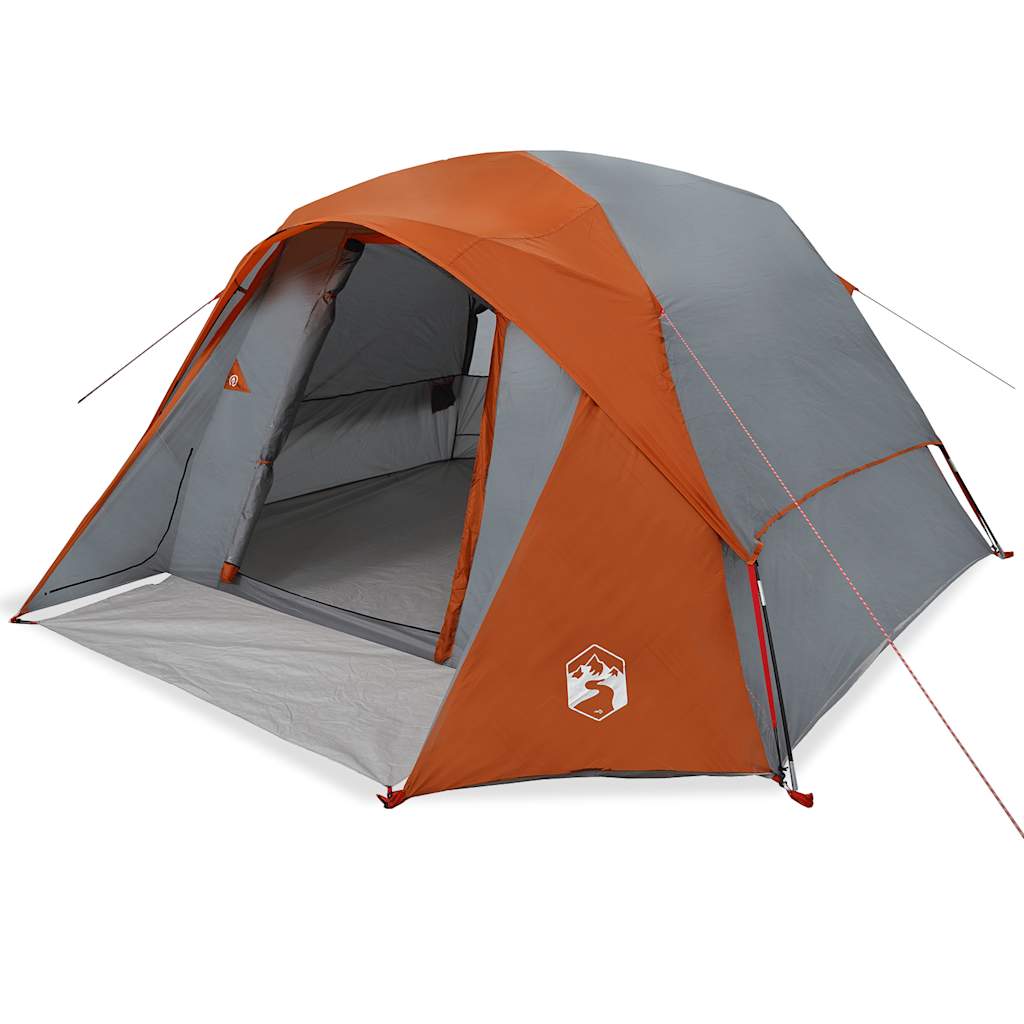 Campingzelt 4 Personen Wasserdicht Grau Und Orange