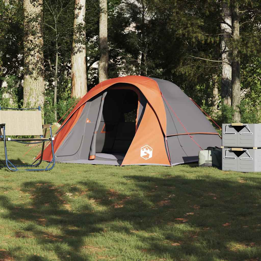 Campingzelt 4 Personen Wasserdicht Grau Und Orange