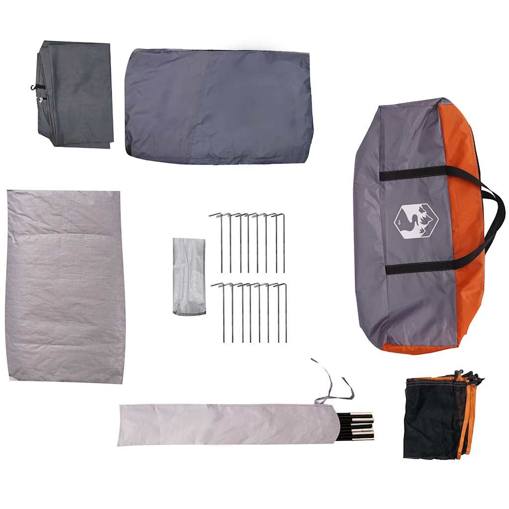 Tunnel-Familienzelt 6 Personen Wasserdicht Grau Und Orange