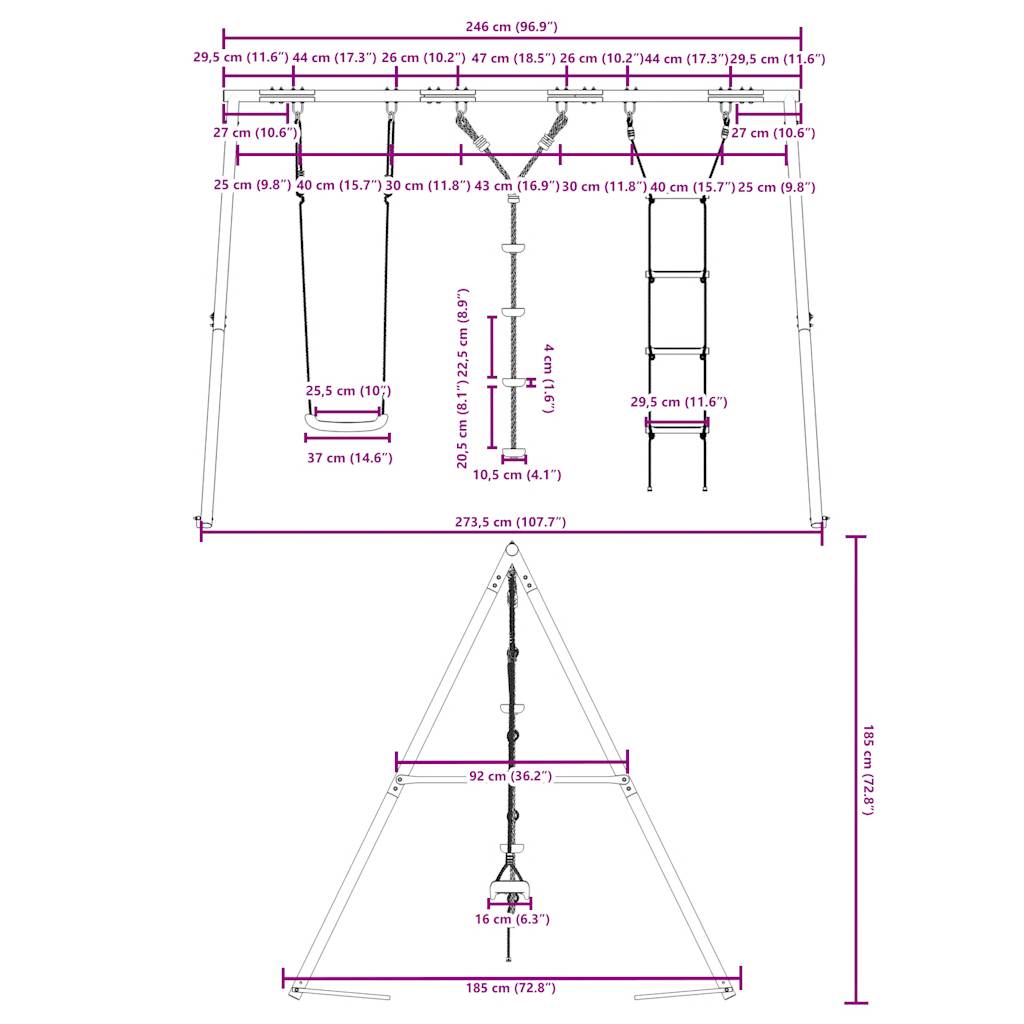 Schaukel-Set Mit Schaukelsitz Strickleiter Und Kletterschaukel