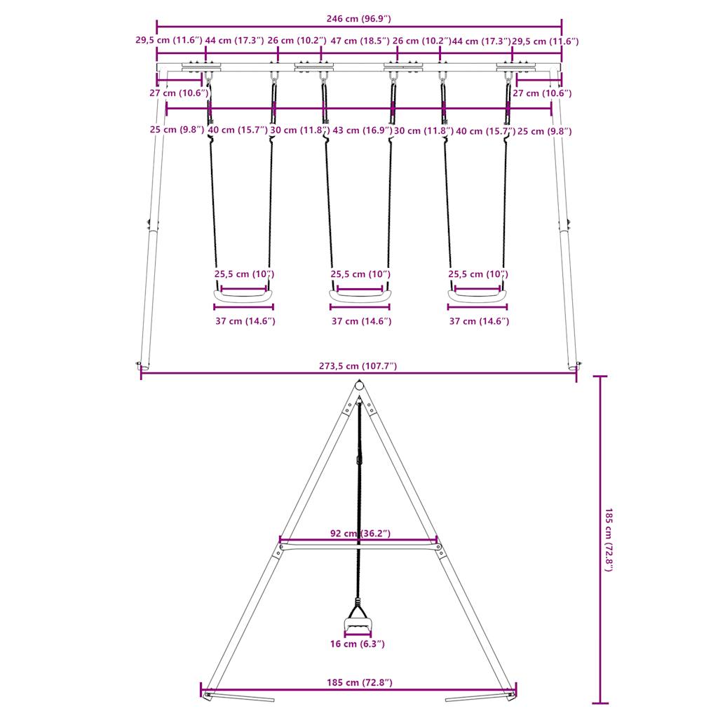 Schaukel-Set Mit 3 Schaukelsitzen