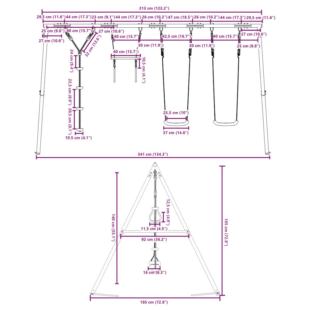 Schaukel-Set Mit Schaukelsitzen Trapez Und Kletterschaukel