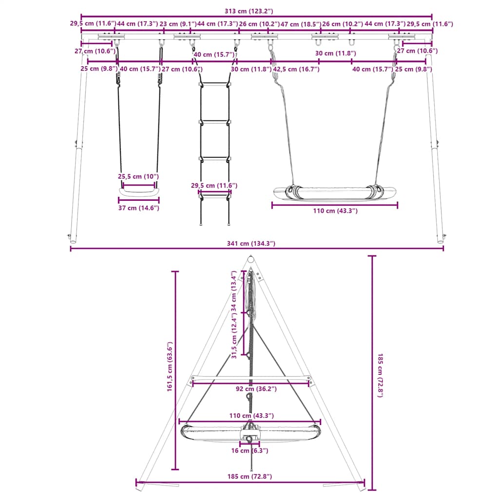 Schaukel-Set Mit Schaukelsitz Strickleiter Und Nestschaukel
