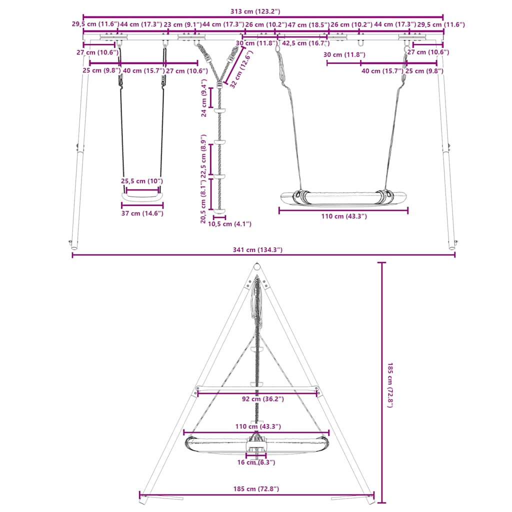 Schaukel-Set Mit Schaukelsitz Kletterschaukel Und Nestschaukel